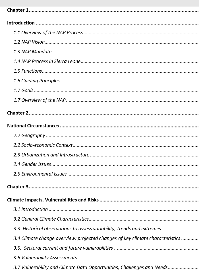 Sierra Leone NAP chapters