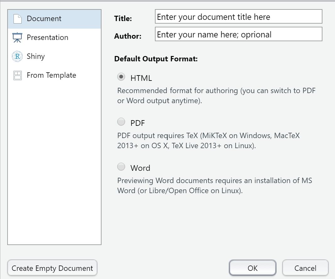 opening a new .rmd file